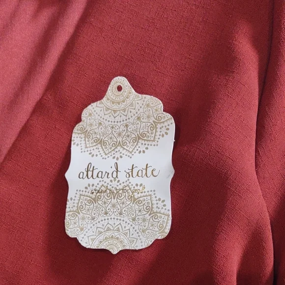 Altar'd State Rust Long Sleeve Peplum Jumpsuit. - Picture 12 of 17